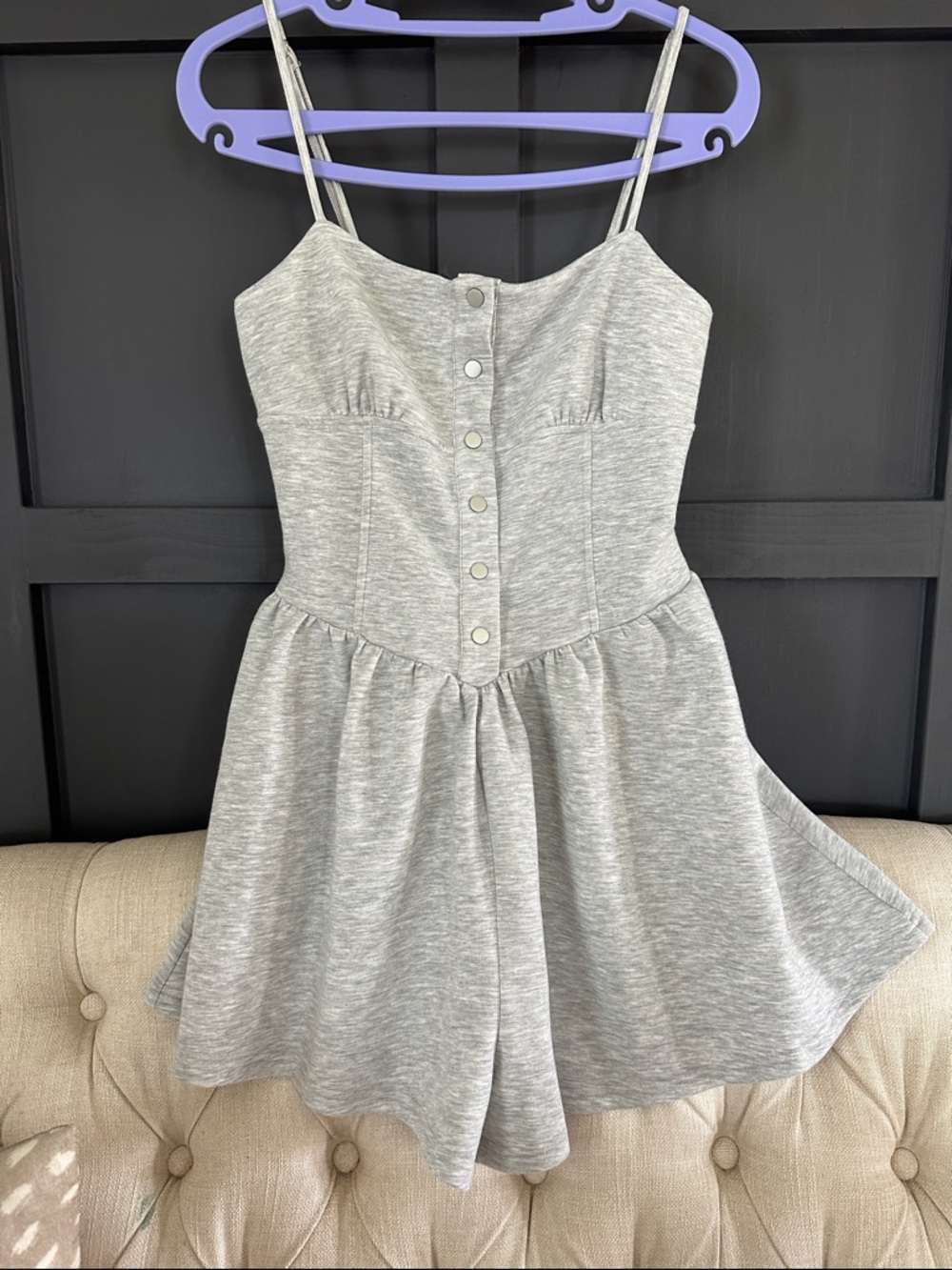 MABLE Super Soft- Flirty Romper- Medium Grey
